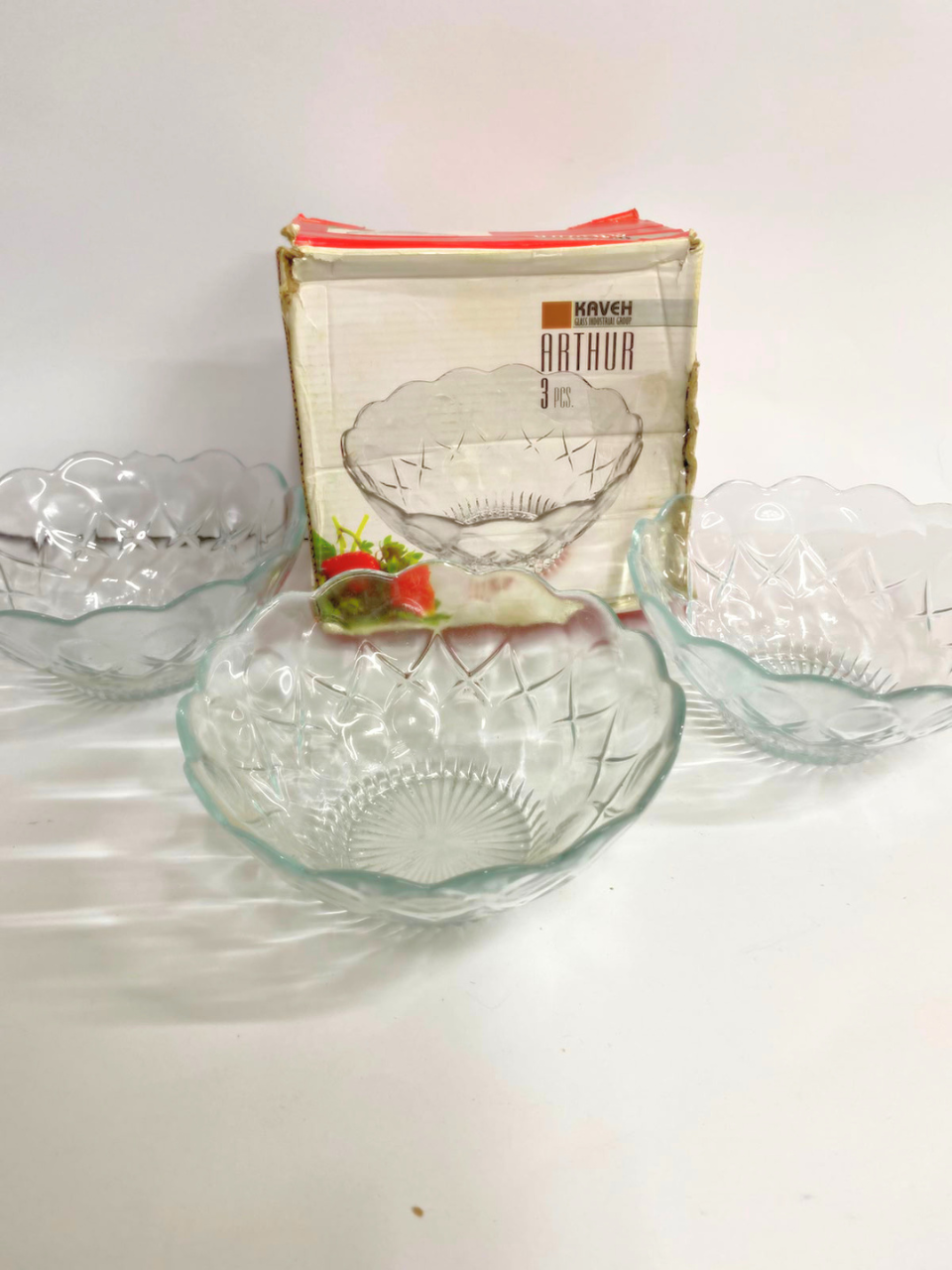 Elegant Transparent Crystal Desert/Fruit Serving Bowl (Pack of 3 )