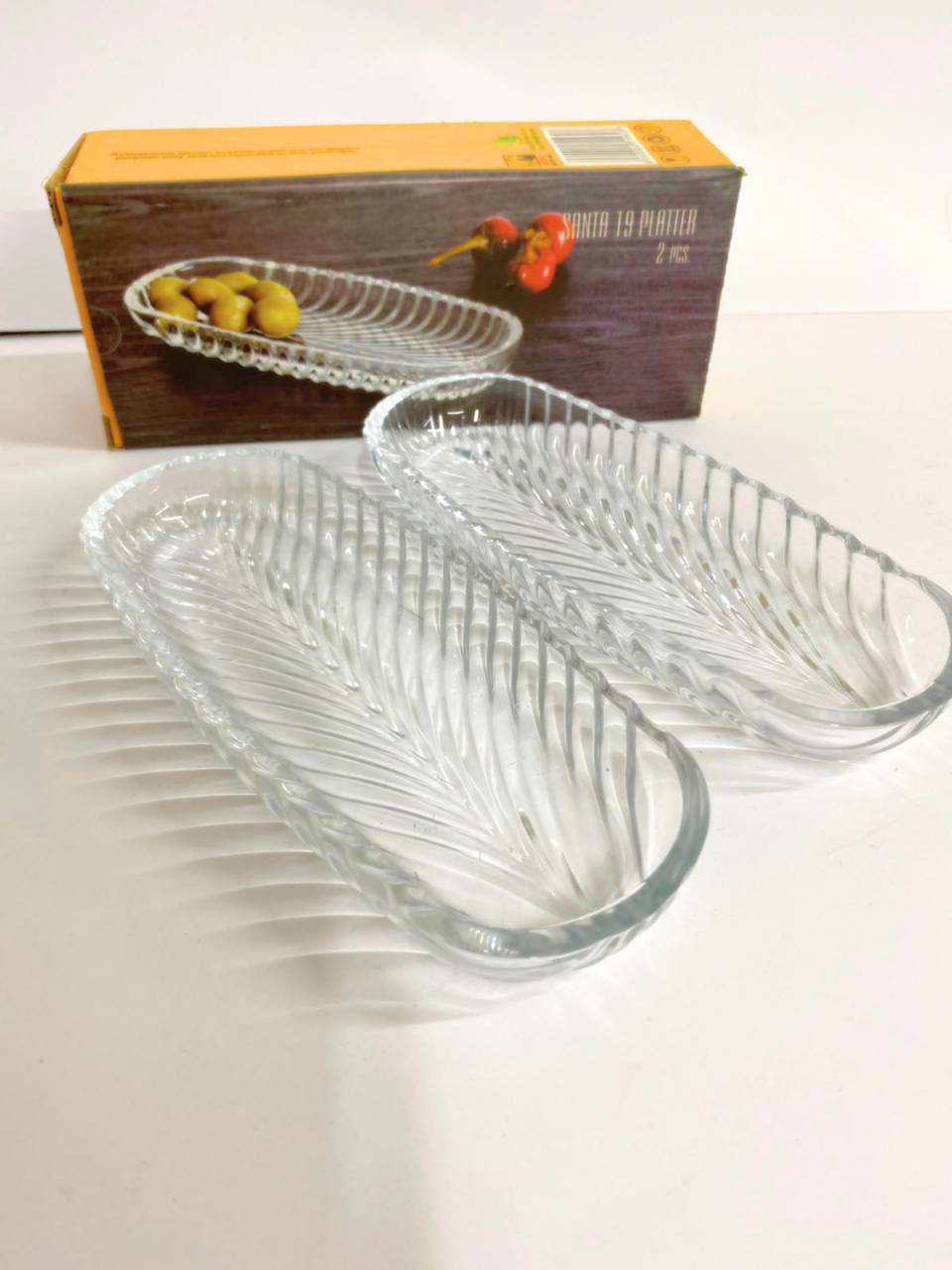 Santa Glass Kabab Platter - Serving Dish 2pcs set