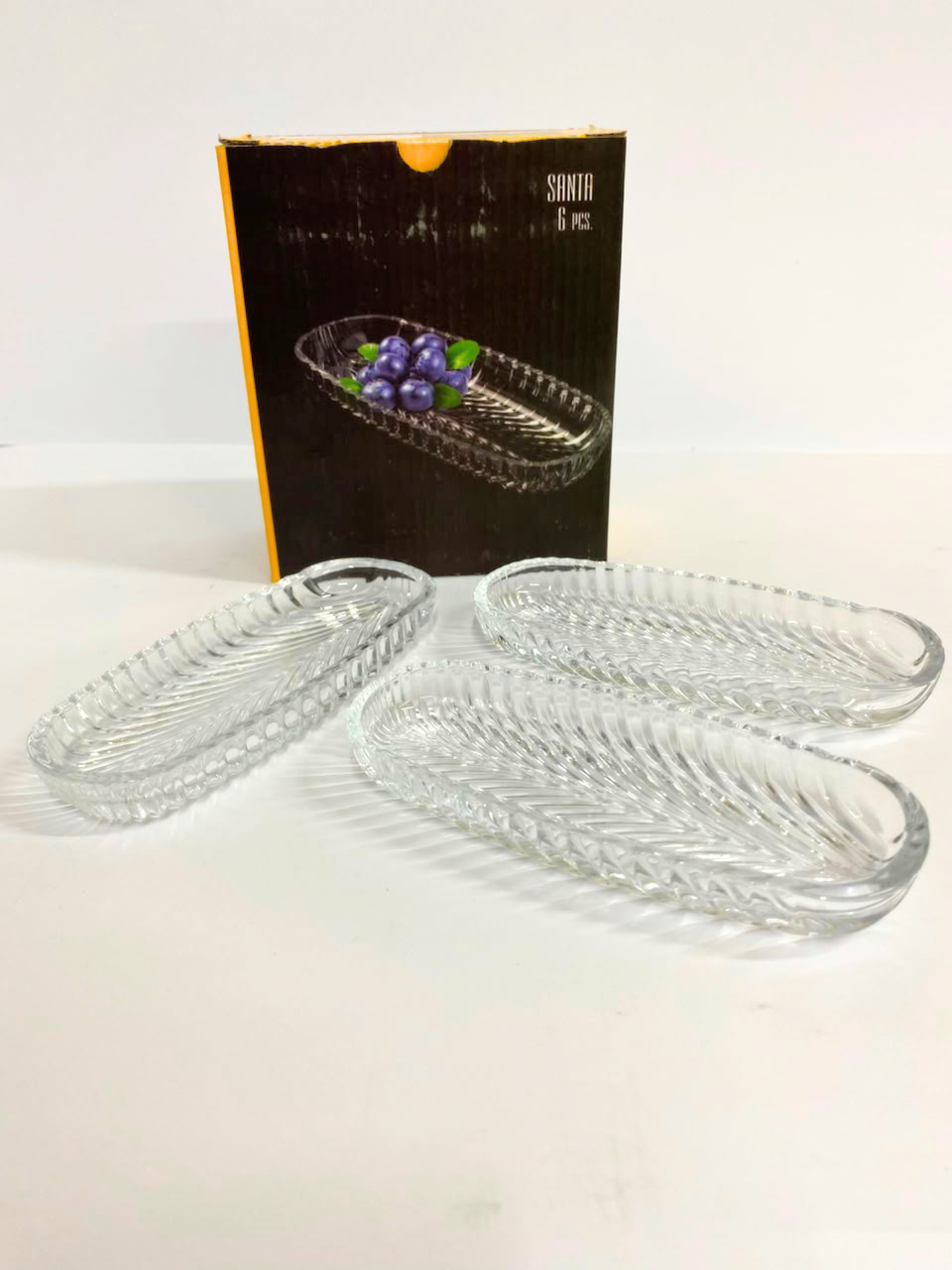 Santa 6pcs set small Dish Transparent Clear Glass Serving Tray  6*3 inch