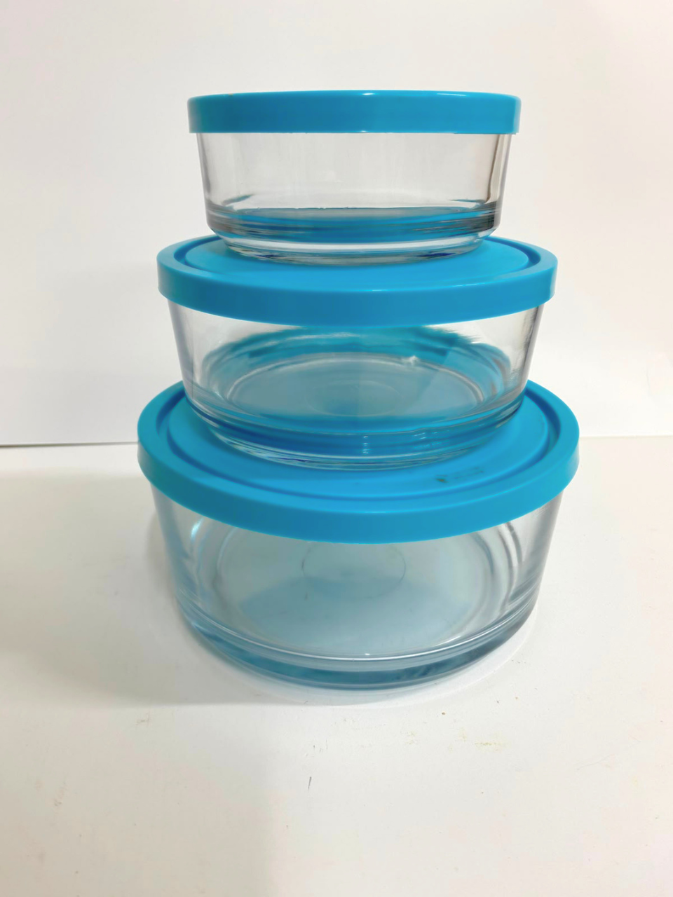Set of 3 Glass Storage Bowls with Plastic Lid