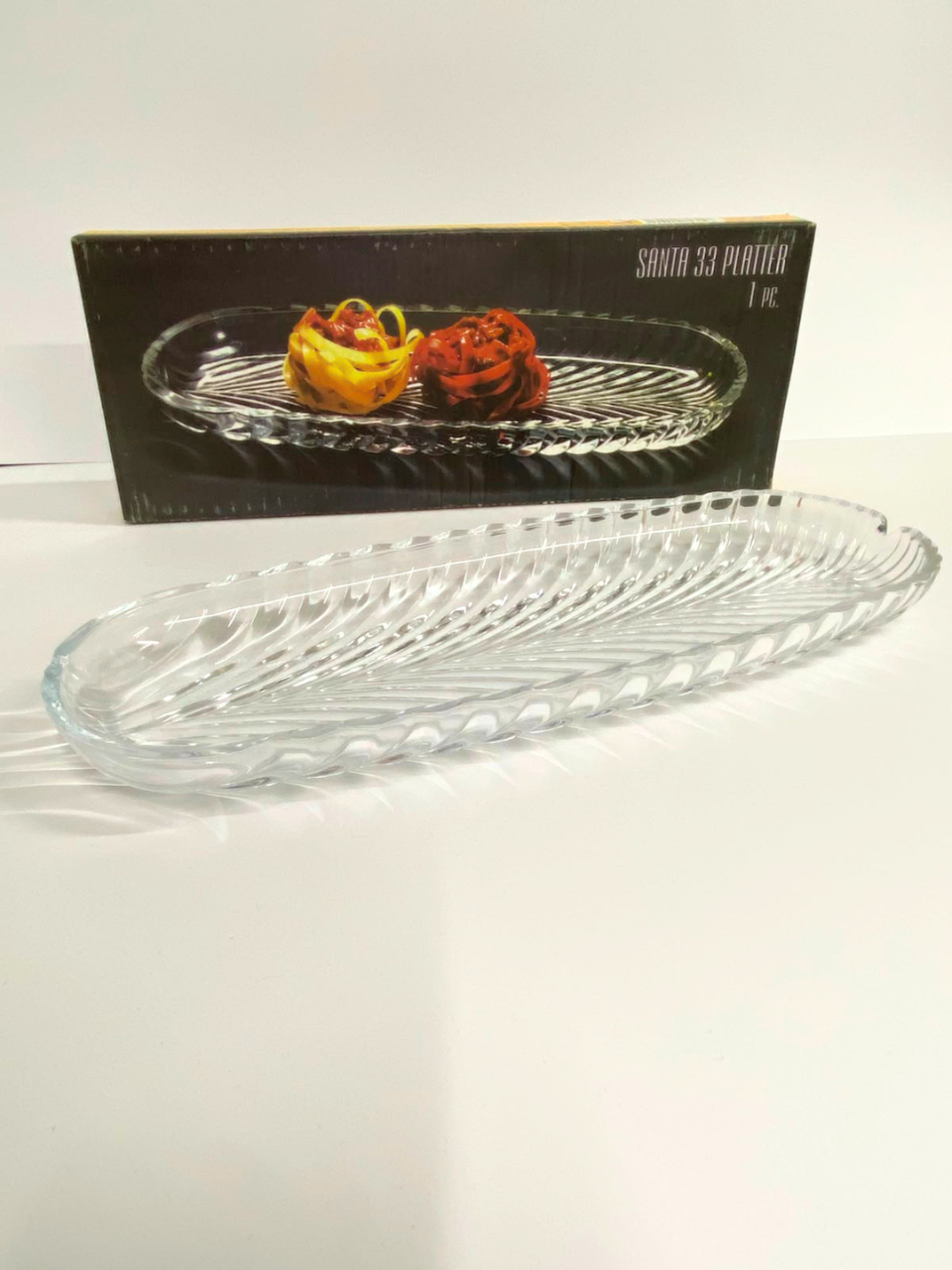 Santa Medium Dish Transparent Clear Glass Serving Tray 13 * 6 inch