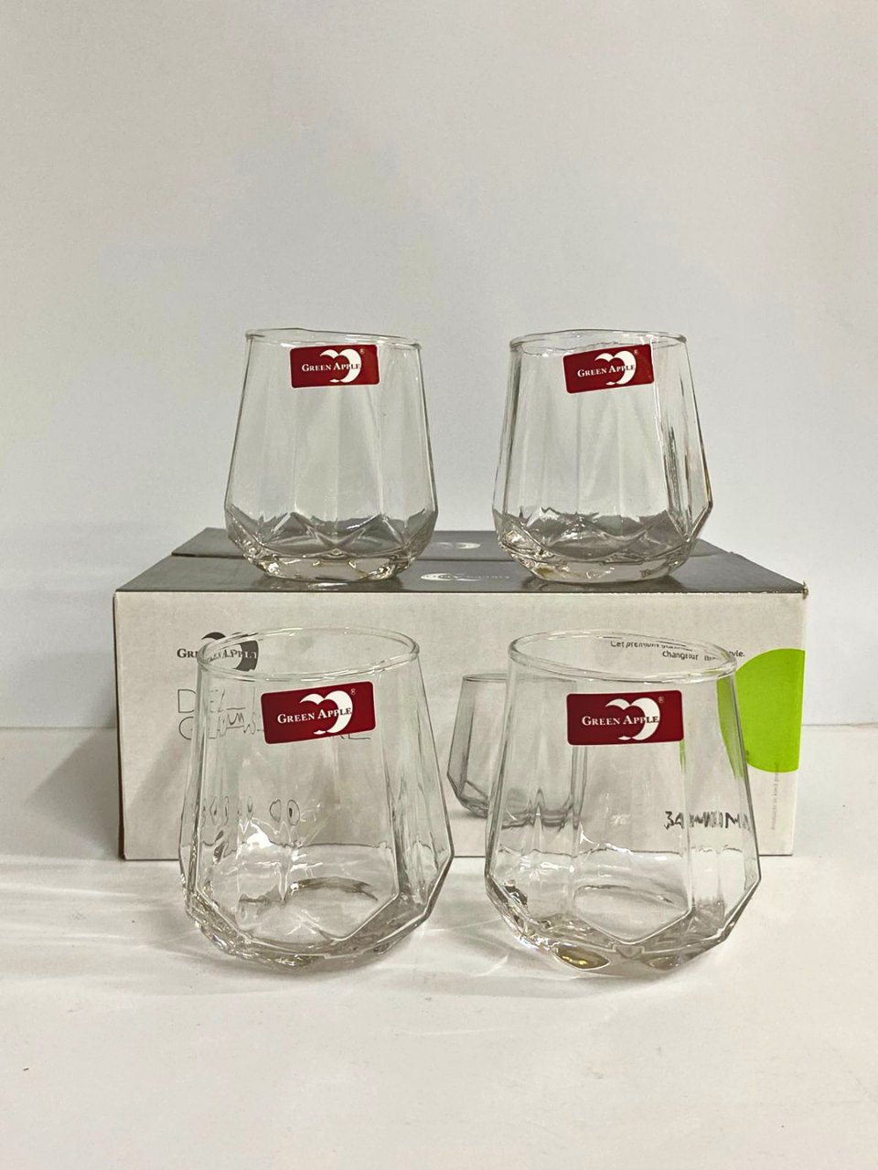 Deli Glassware 6-Piece Glass Set – Diamond Design | 340ml