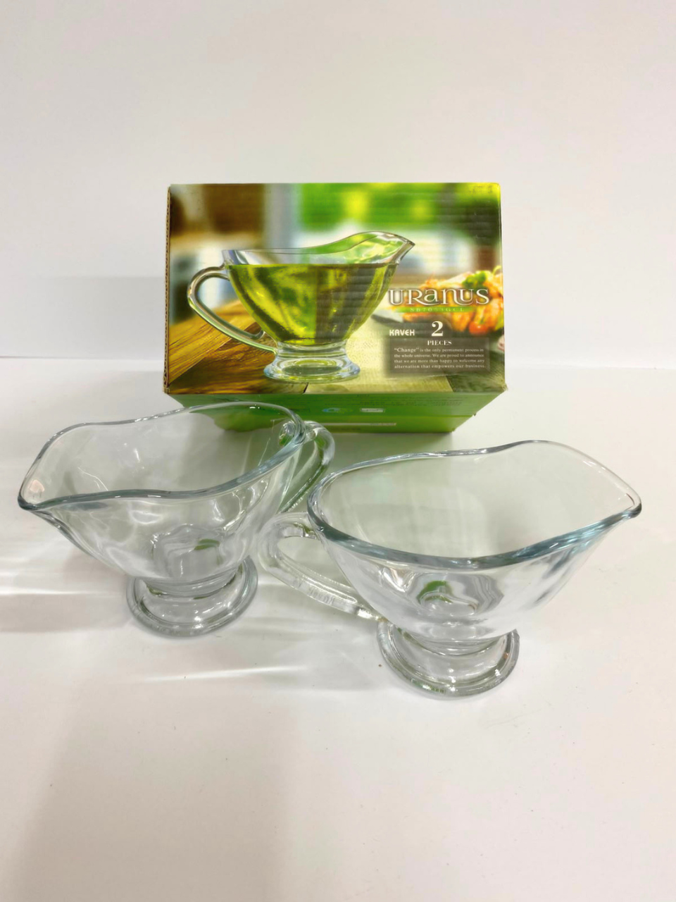 Set of 2 Sauce Glass Gravy with Handle Kitchen Glassware Serving