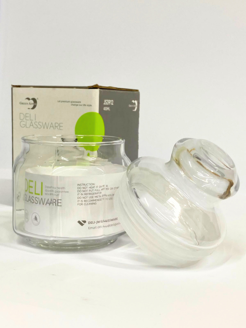 Dehli Glassware 400ml Glass Storage Jar with Lid – Premium Airtight Container for Kitchen & gifting