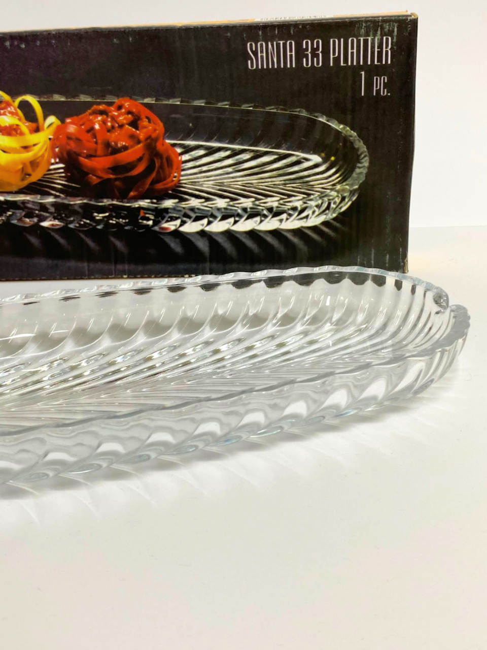 Santa Medium Dish Transparent Clear Glass Serving Tray 13 * 6 inch