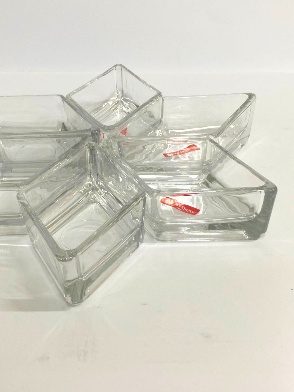 Set of 6 Cristalline Mini Glass Dish Tapas & Appetizer Serving Dishes