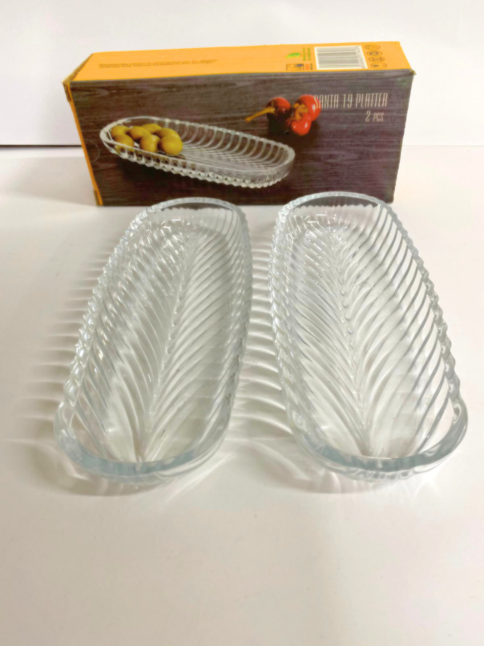 Santa Glass Kabab Platter - Serving Dish 2pcs set