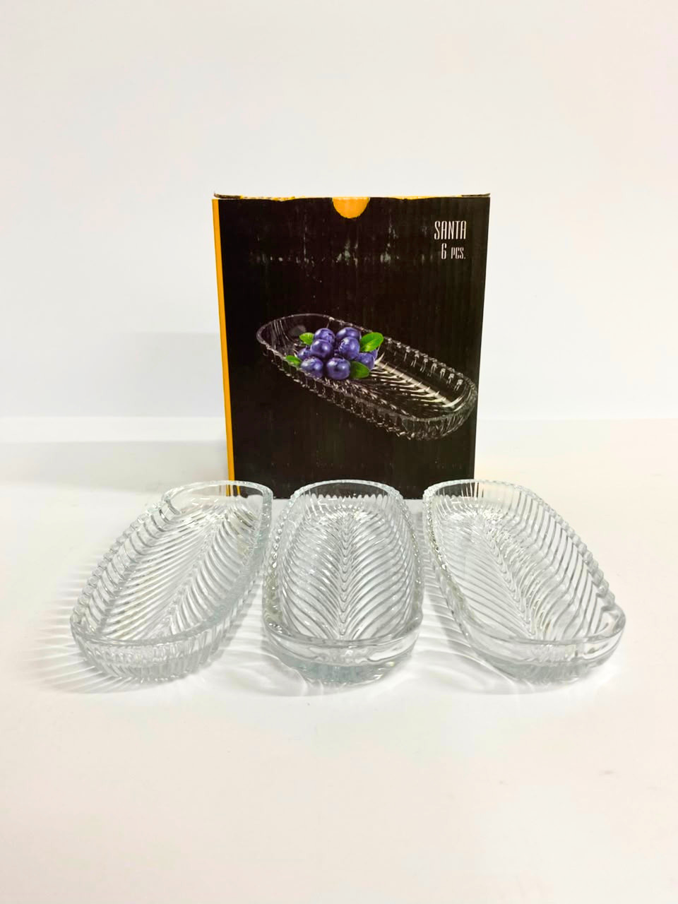Santa 6pcs set small Dish Transparent Clear Glass Serving Tray  6*3 inch