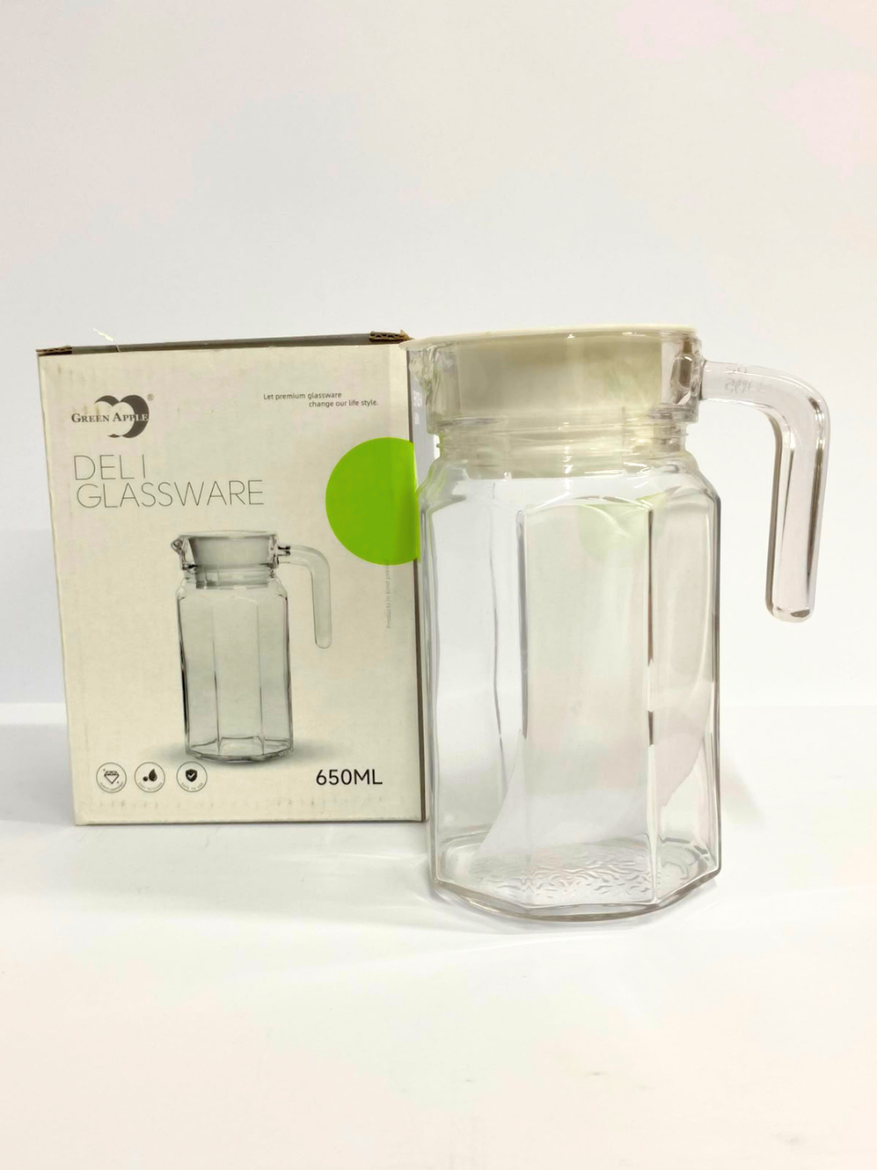 650ml Clear Glass Water Jug with Lid – Premium Quality - Dehli glassware