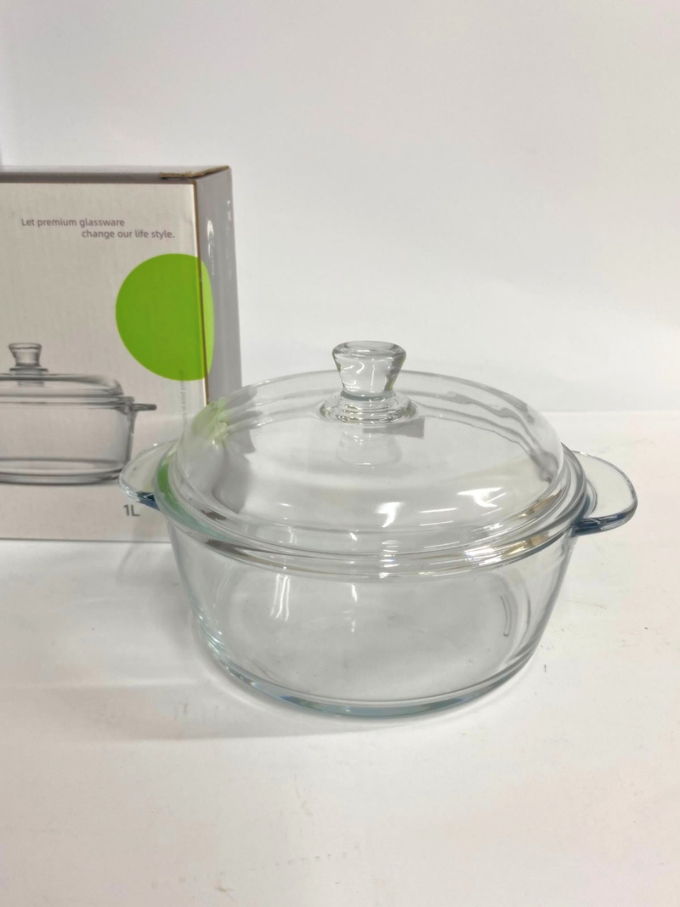 Deli Glassware big Bowl / Donga 1 Litre with Lid 9*3 inches 1liter