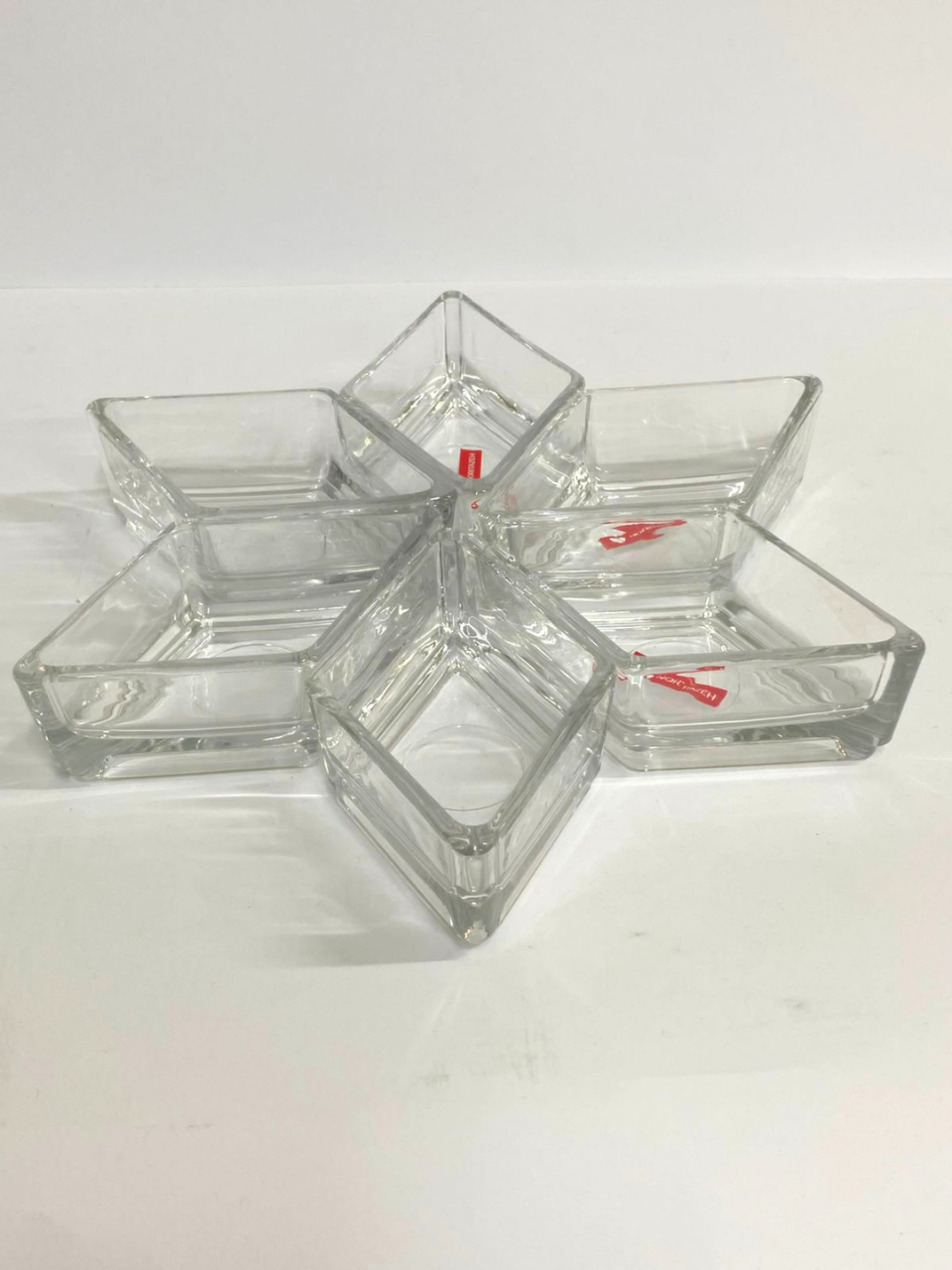 Set of 6 Cristalline Mini Glass Dish Tapas & Appetizer Serving Dishes