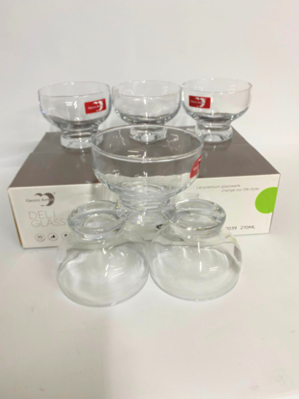 DELI GLASSWARE ICE CREAM CUPS PACK OF 6 PCS SERVIG CUPS 270ML