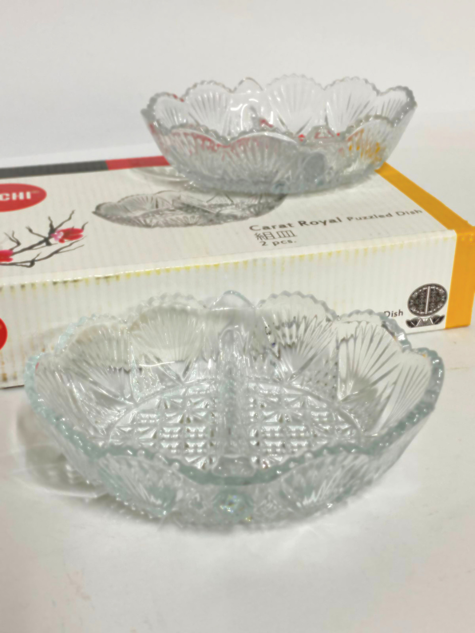 DISH GLASS SECTION PLATE SERVING TRAY DIP