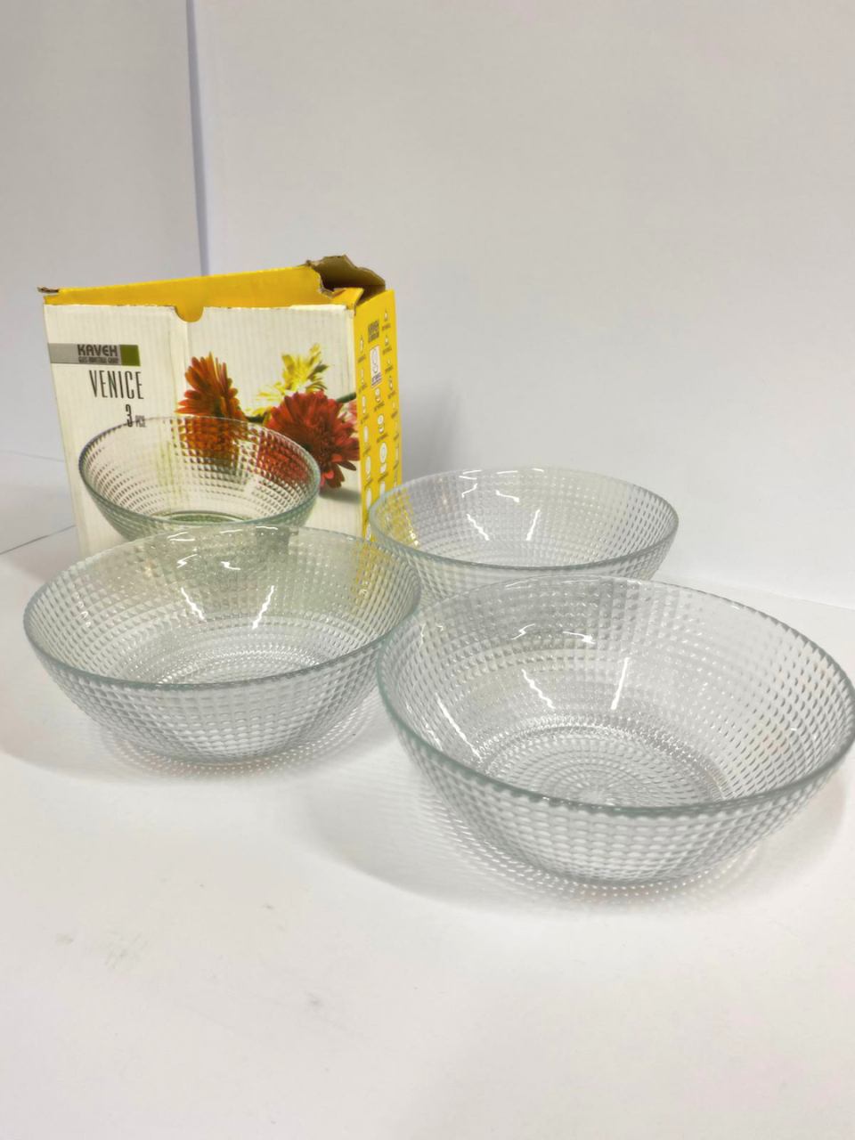 Elegant Transparent Crystal Desert/Fruit Serving Bowl (Pack of 3 )