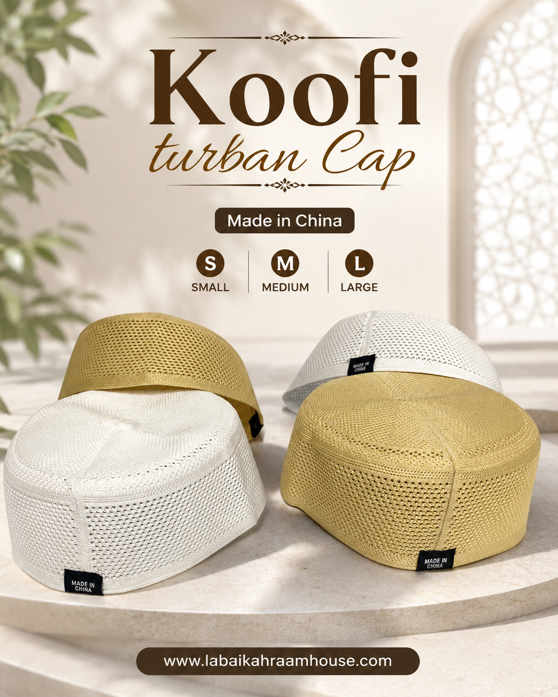 Knitted Cotton Turban Hat for Men Breathable Kufi Prayer Hat made in china