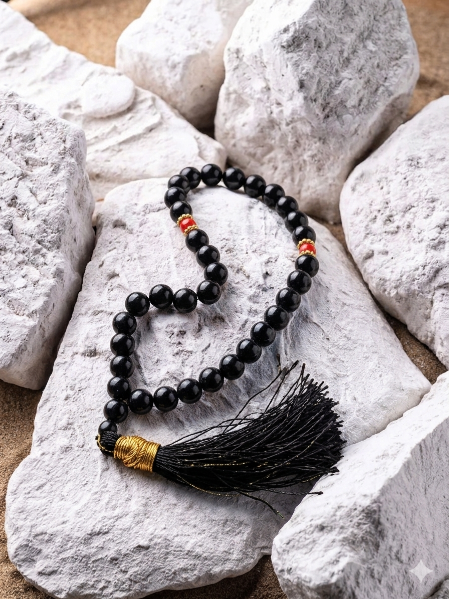 Black Aqeeq Stone with crystal stone  Tasbih (10mm 33 Beads)