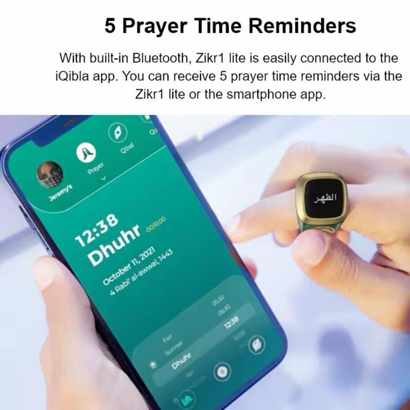 IQIBLA Smart Digital Tasbeeh Counter Ring with OLED Display & Prayer Reminder | Bluetooth Zikr Ring