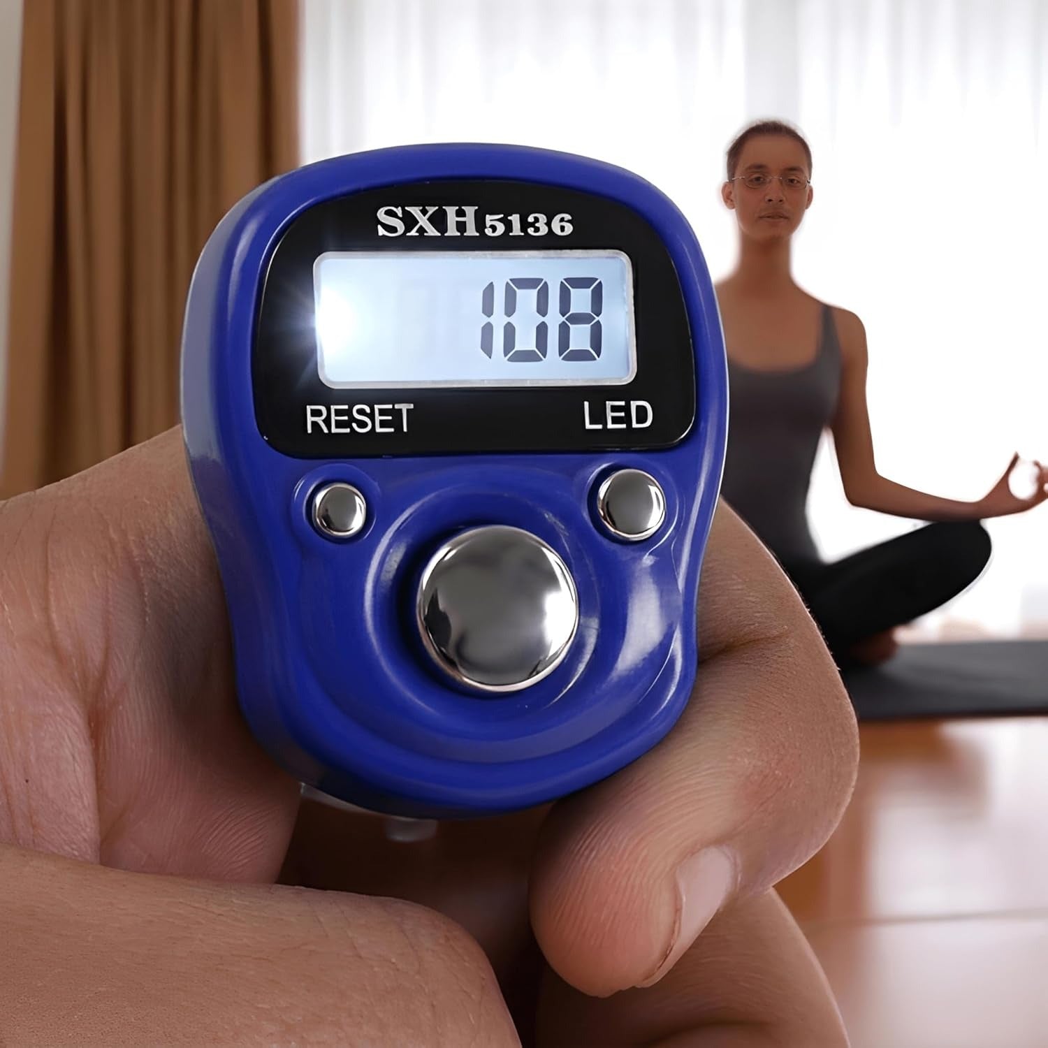 Digital Finger Tally Counter, LCD Display with LED Back Light, Reset Function, Portable Ring Counter