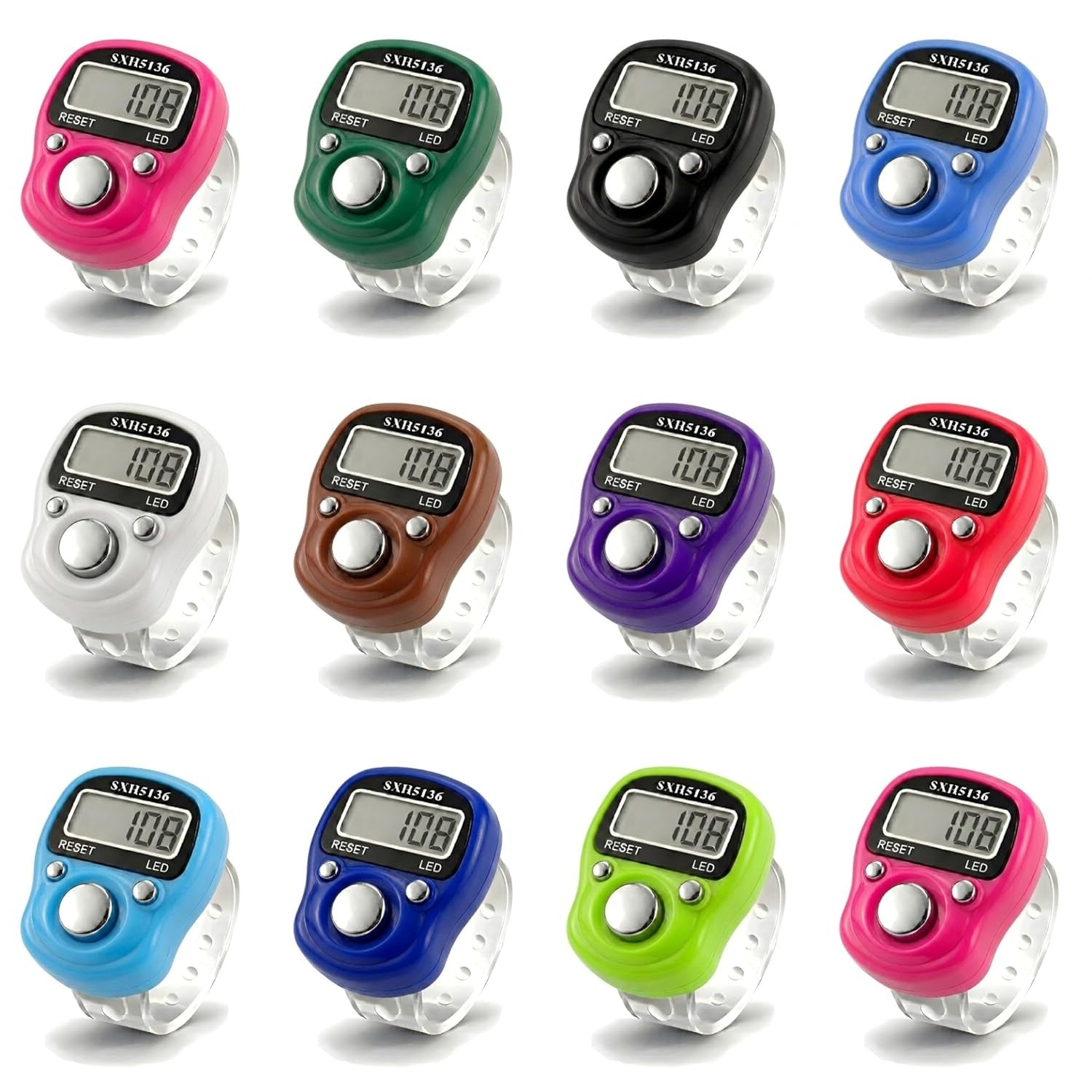 Digital Finger Tally Counter, LCD Display with LED Back Light, Reset Function, Portable Ring Counter