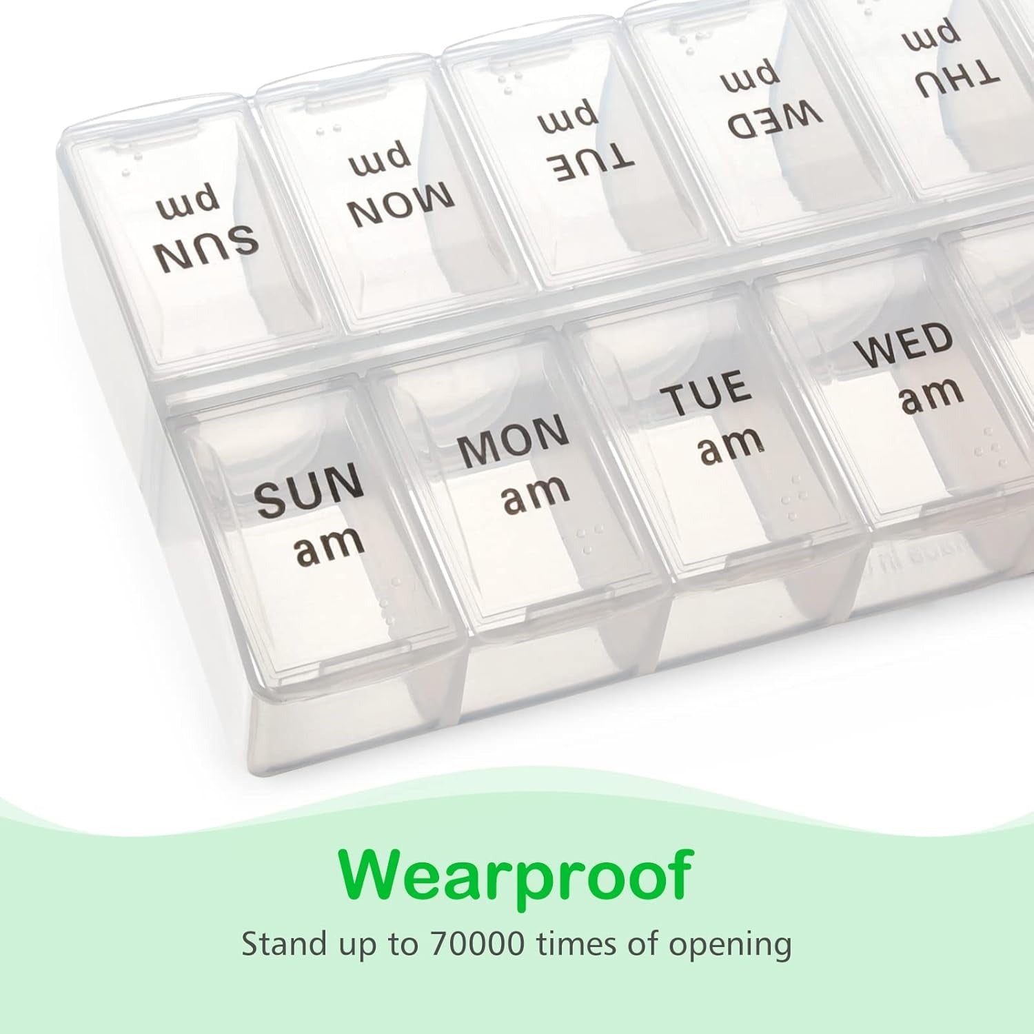 7 Day Weekly Pill Organizer，Large AM PM Pill Case 2 Times a Day，Day Night Pill Box Twice a Day, Daily Medicine Organizer for Vitamin, Pill Container Holder (White)