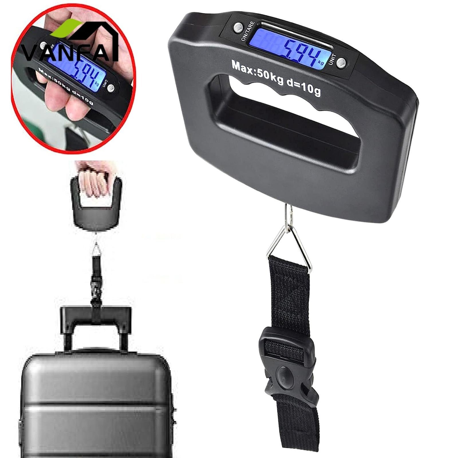 Digital Portable Handheld Weighing Suitcase with Belt, Electronic Luggage Scale, Hanging Bag Scale for Travel, Balance
