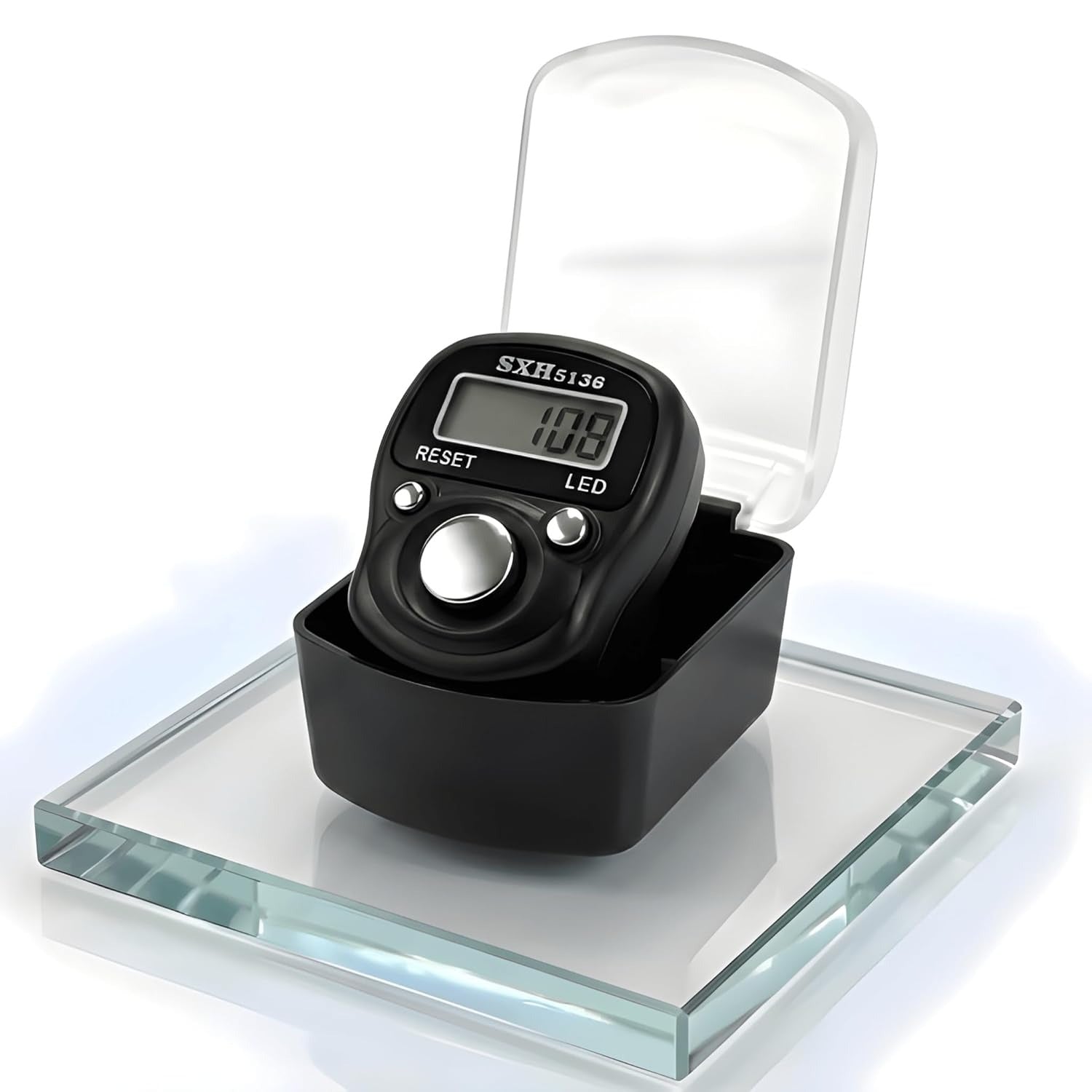 Digital Finger Tally Counter, LCD Display with LED Back Light, Reset Function, Portable Ring Counter