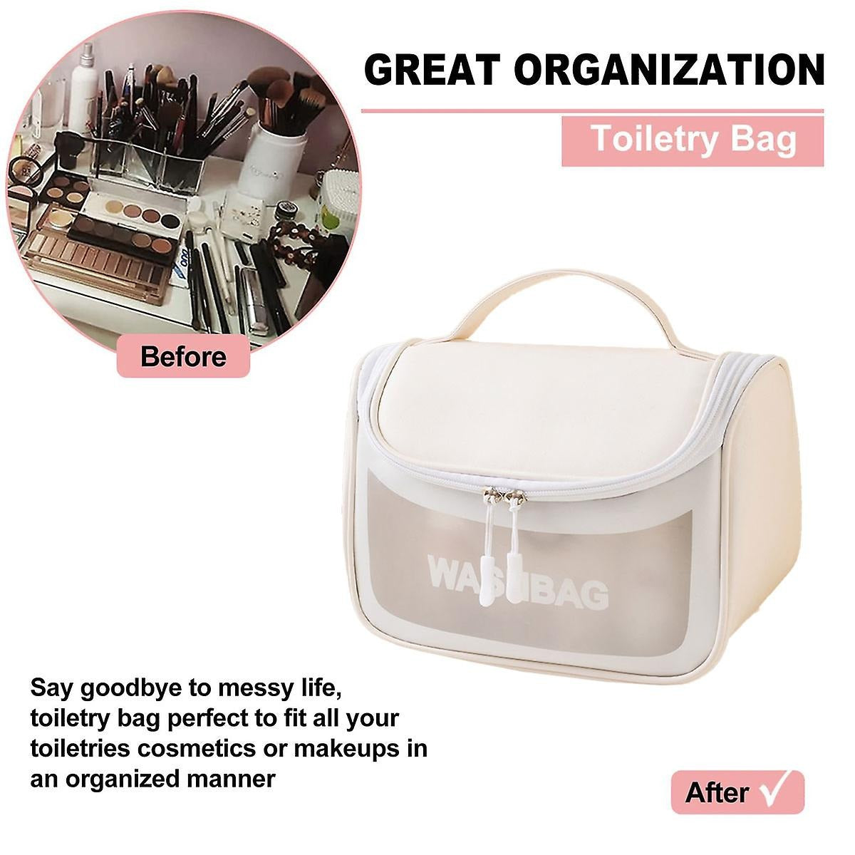 Wash Bag Toiletries and Cosmetic Organizer Bags with Full of Storage | Make Up Bags Pouch with Zipper For Travelling | Multipurpose Traveling Cosmetic Bags for Women