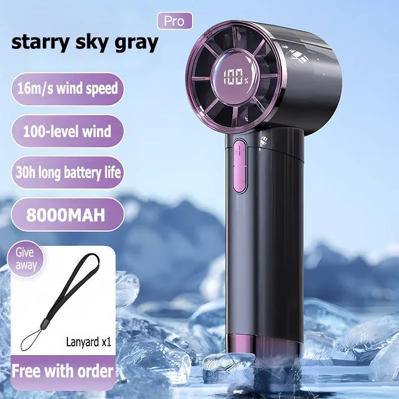 USB Rechargeable Handheld Fan - 5 Speed Mini Fan with Digital Display