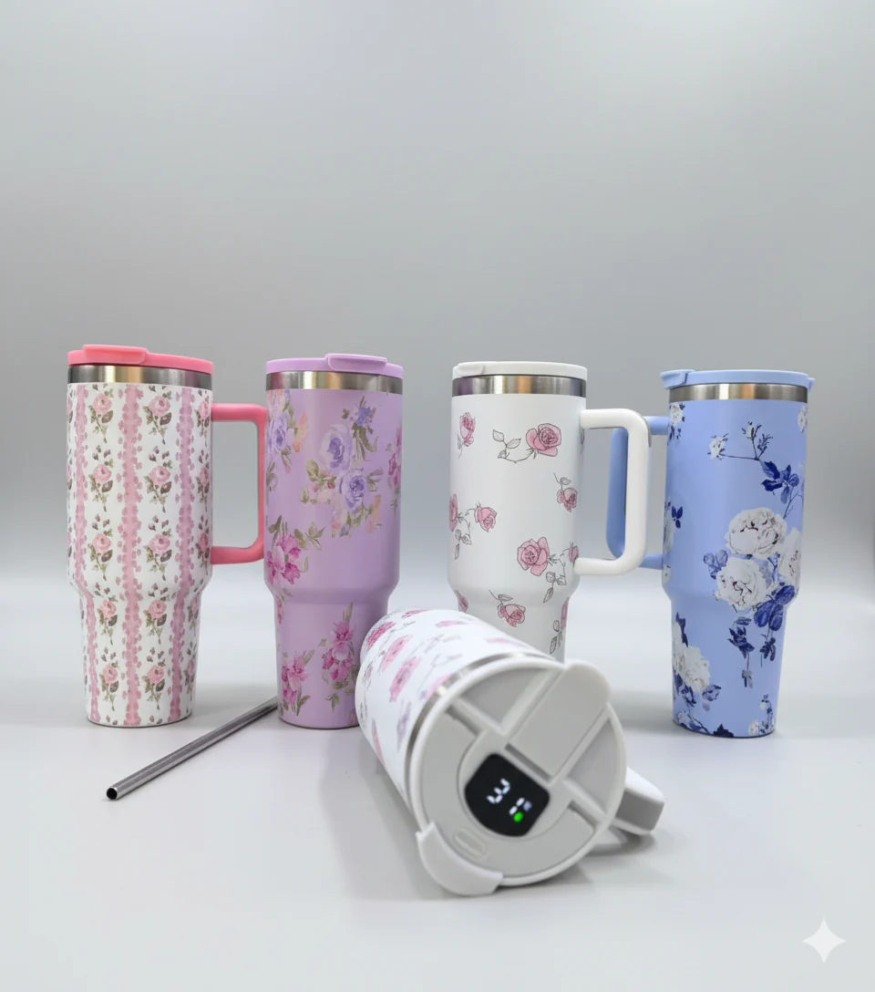 Digital Temperature Display Tumbler Printed 40oz
