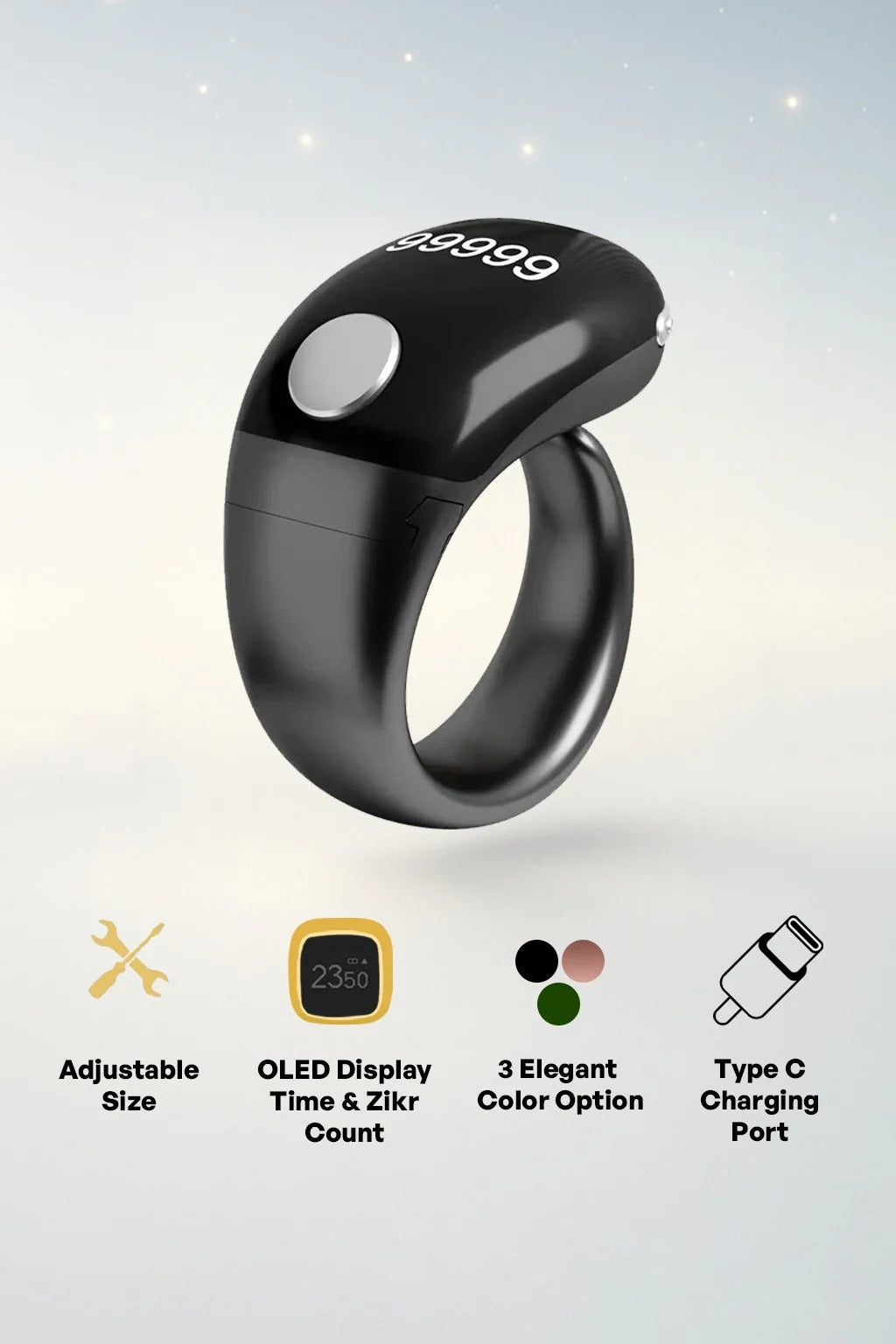 Zikr Counter Smart Tasbih Counting Ring SXH S7 Digital Zikr Counter / Smart