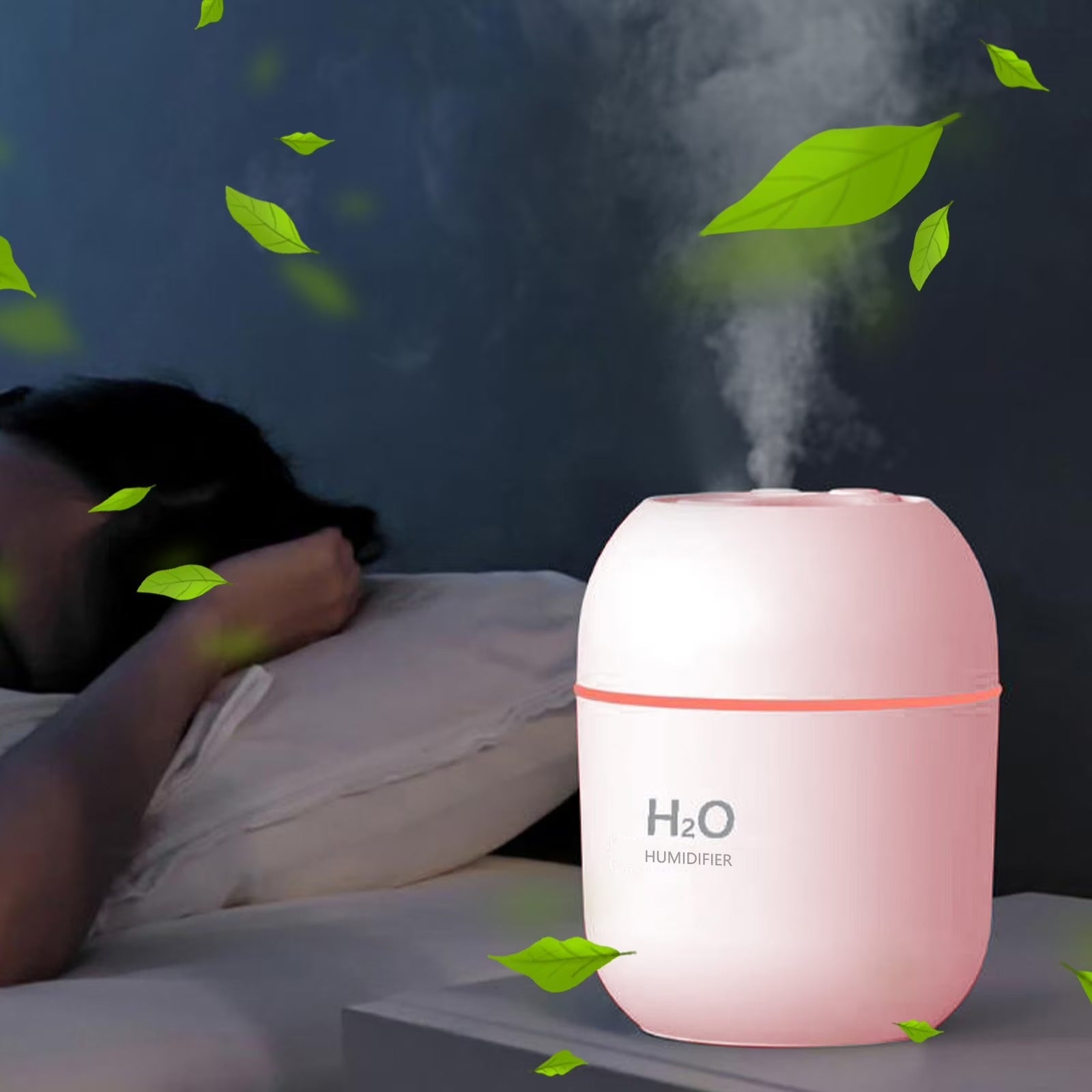 RoamHome Portable USB Rechargeable Humidifier for Home Office Bedroom Car, 220ml Mini Desk Humidifier