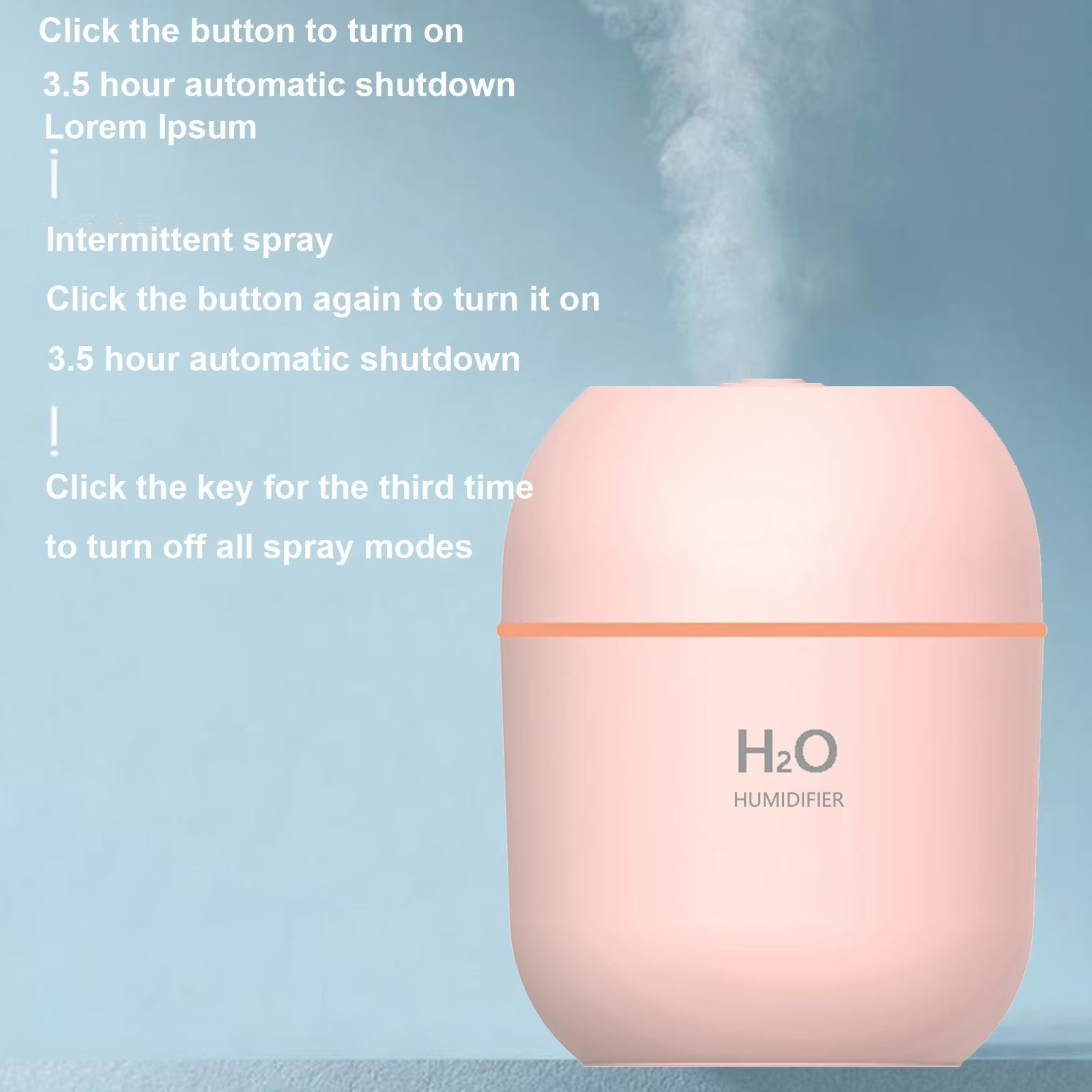 RoamHome Portable USB Rechargeable Humidifier for Home Office Bedroom Car, 220ml Mini Desk Humidifier