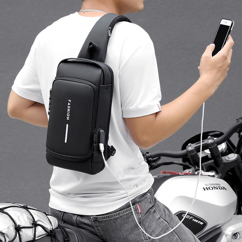 Travel Essential Water-Resistant Scratch-Proof Nylon Anti-Theft Crossbody Sling with USB Charging Port Side Bag for Men and Women - Compact Gym & Passport Shoulder bag