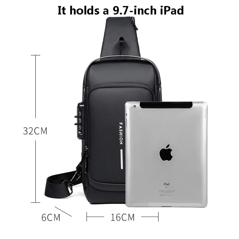 Travel Essential Water-Resistant Scratch-Proof Nylon Anti-Theft Crossbody Sling with USB Charging Port Side Bag for Men and Women - Compact Gym & Passport Shoulder bag