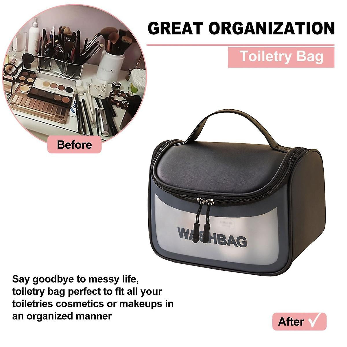 Wash Bag Toiletries and Cosmetic Organizer Bags with Full of Storage | Make Up Bags Pouch with Zipper For Travelling | Multipurpose Traveling Cosmetic Bags for Women